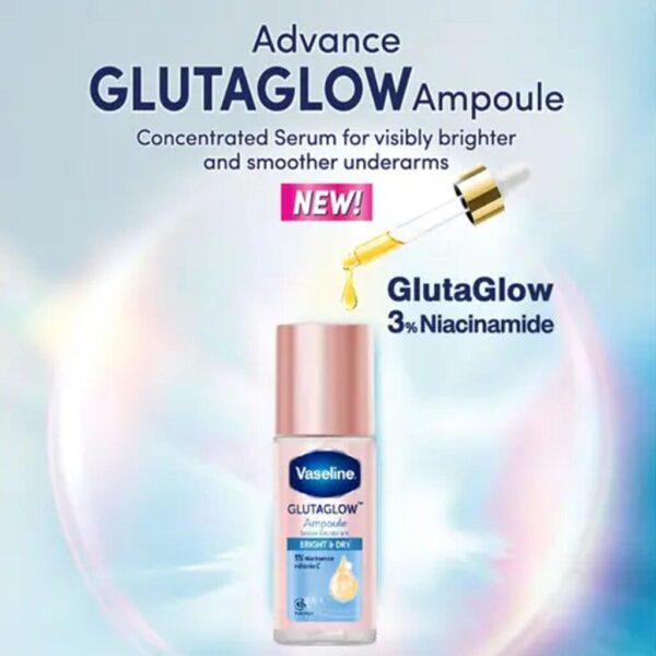 Vaseline GlutaGlow Ampoule Deodorant Bright and Dry Roll On 45ml - Image 2